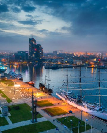 Amazing scenery of Kosciuszko Square in Gdynia by the Baltic Sea