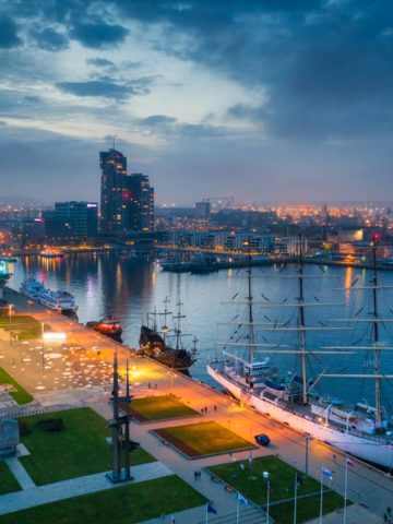 Amazing scenery of Kosciuszko Square in Gdynia by the Baltic Sea