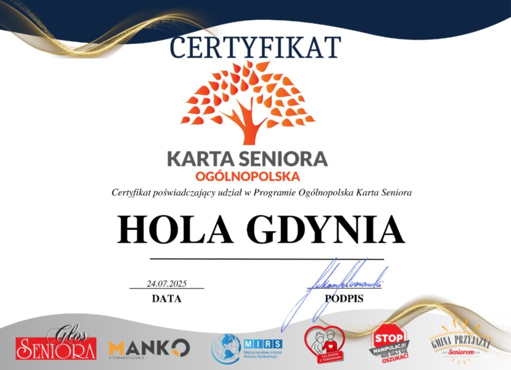 Ogólnopolska Karta Seniora certyfikat